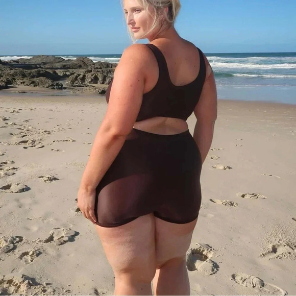 NEW REMMIE BY RILEY Coffee Reversible Romper ONE PIECE SWIMSUIT Size 4XL - Picture 2 of 11